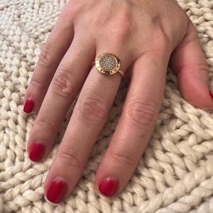 Pandora Gold Stone and Logo Circle Size 8